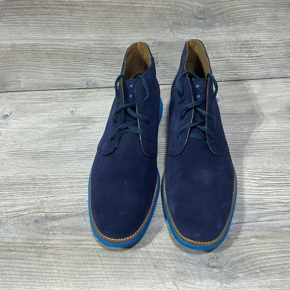 Cole Haan LunarGrand Chukka Boots Mens Size 13 M Blue Suede C13627 Desert Preppy